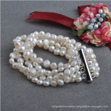 5strands Nugget Baroque Natural Freshwater Pearl Bracelet (E150039)